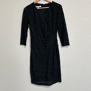 Evan-Picone Women’s 6 Black Metallic Textured Sheath Dress Party Wedding Holiday